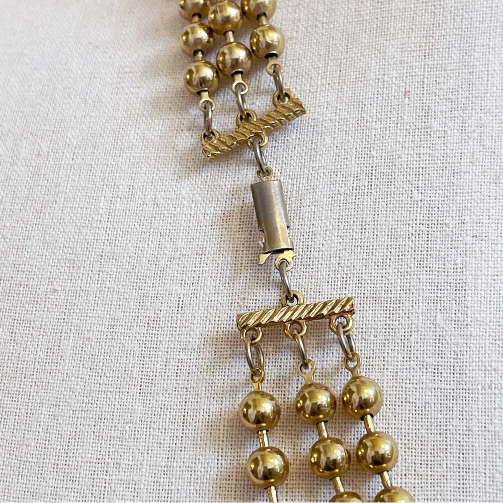 Gold Tone Beaded Multistrand Statement Necklace 2… - image 7